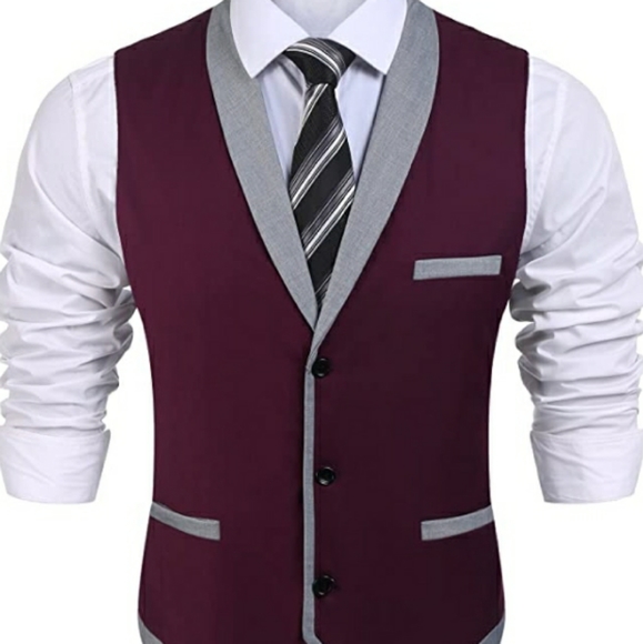 Men's Suit Vest Slim Fit Business Wedding Vest - Picture 1 of 3